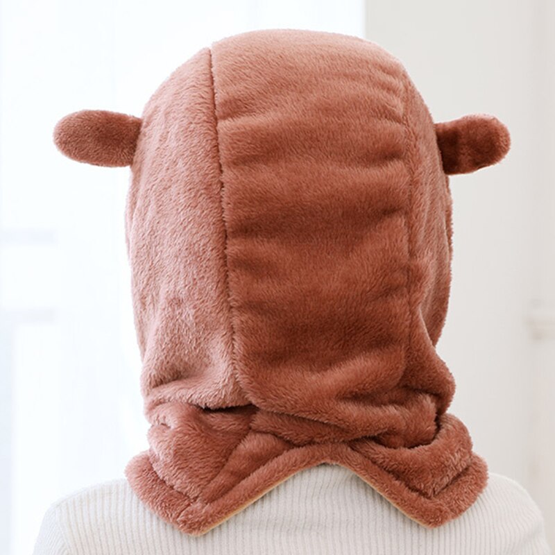 Children Warm Hat Kid Baby Girls Boys Hooded Scarf Caps Hat Winter Cartoon Knit Ear Protection Thicken Cap Children's