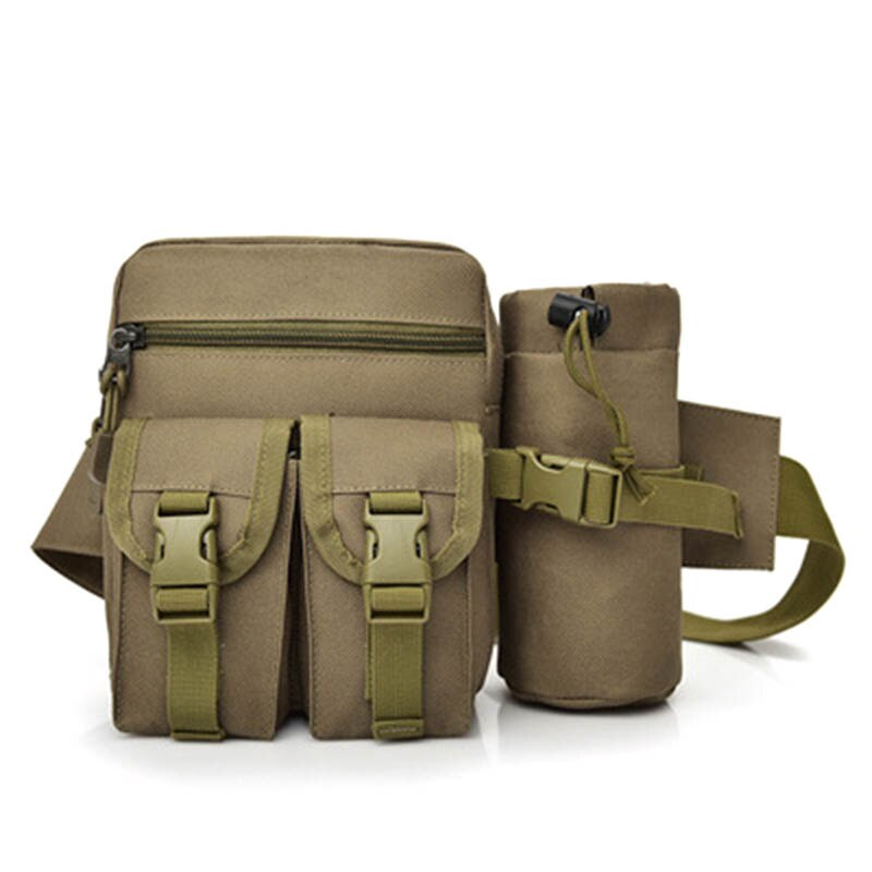 Men Wasit Bag Canvas Phone Pouch Casual Water Bottle Sling Bags for Outdoor Travel Cycling Climbing EDF88: Khaki