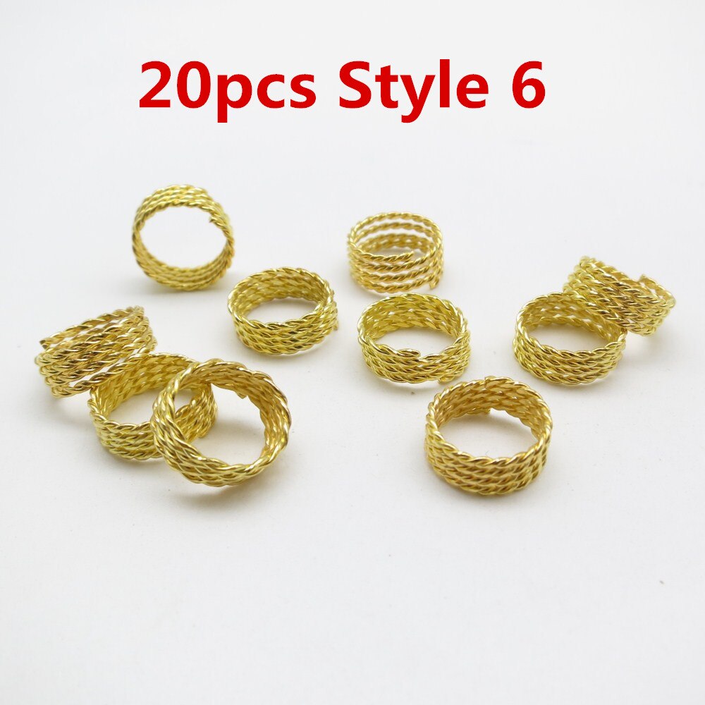 Mèches spirales dorées/argentées 5 pièces/10 pièces | Tresses tubulaires de perles, dreadlock, clips pour hommes femmes, accessoires breloques: 20pcs Style 6