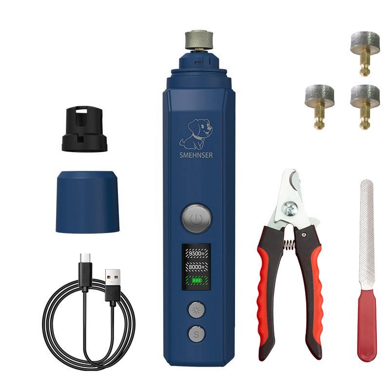 Elektrische LED Hond Nagelslijper Pijnloos Licht Honden Kat Nagelknipper Kleine Grote Honden Huisdier Poten Nagelsnijder Verzorgingsgereedschap: Zilver