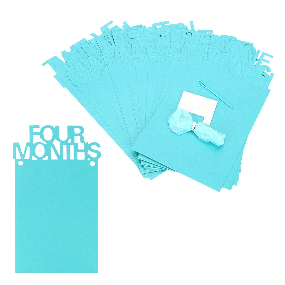 12pc/ set 1-12 månader babys fotoram födelsedag fotoram dusch baby fotohållare barn födelsedag rum dekorationer: Blå
