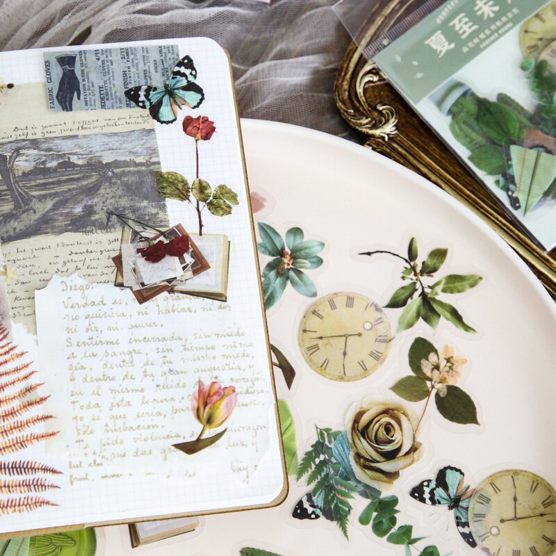 40pcs Flowers Collection Cute Japanese Stickers Pack Kawaii Cartoon Sticker Set For Planner Journals Diary Scrapbooks