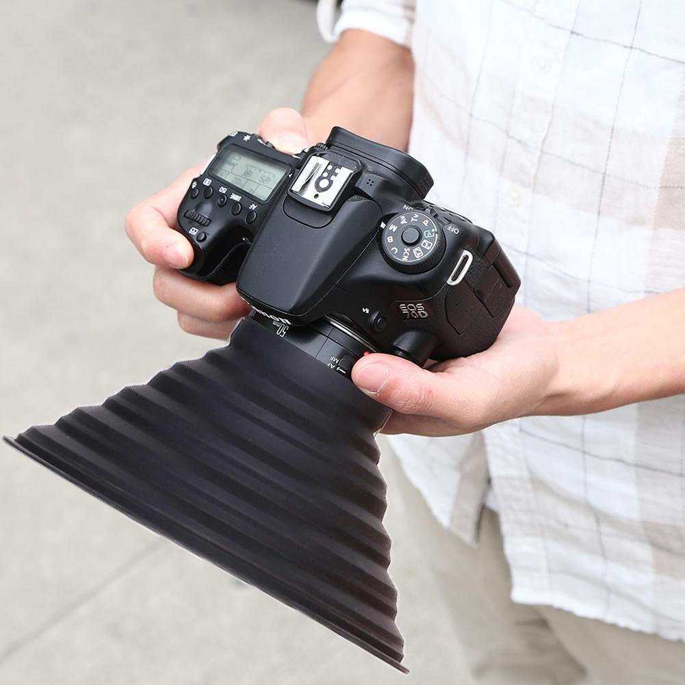 1pz in silicone Len Cappuccio Portatile Eliminare I Riflessi e Notturno riflesso anti-vetro ultimo Portatile Della Macchina Fotografica Riflettente Foto Cappuccio
