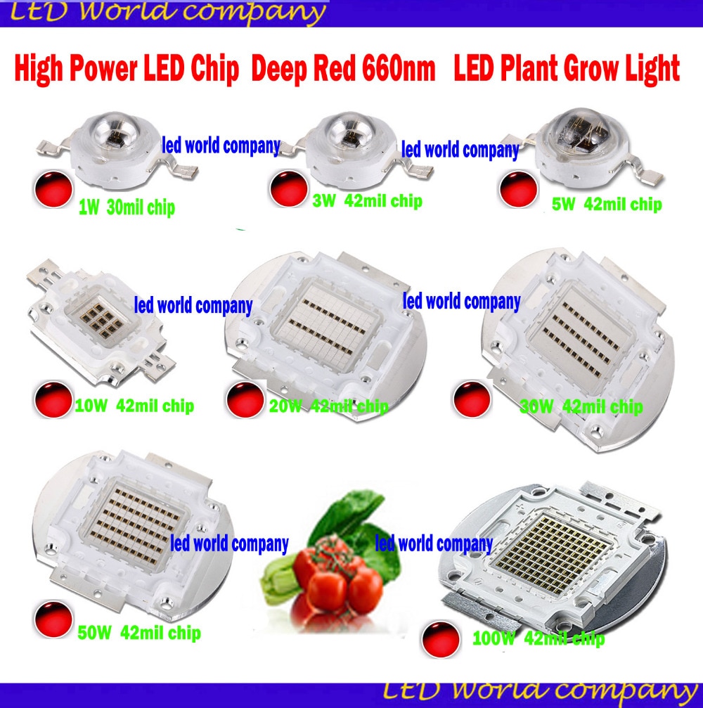 High Power LED Chip 660nm Diep Rode LED Licht Groeien 660 nm 3 W 5 W 10 W 20 W 30 W 50 W 100 W COB Emitter voor Plant Groeit Tank Aquarium