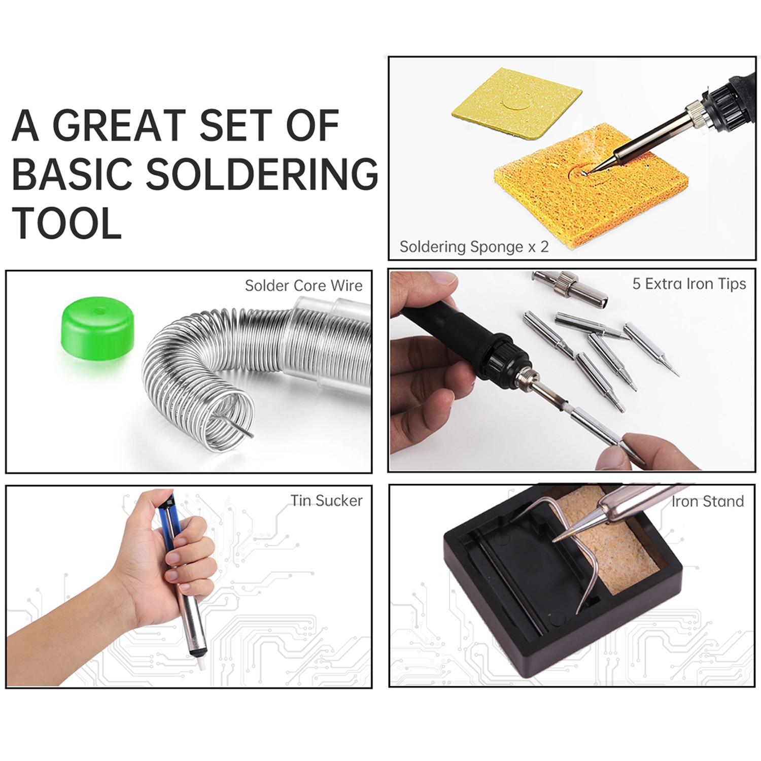 A-BF Digital Display Thermostat Electric Soldering Iron 60W Fast Heating Adjustable Multifunctional Welding Tool Set