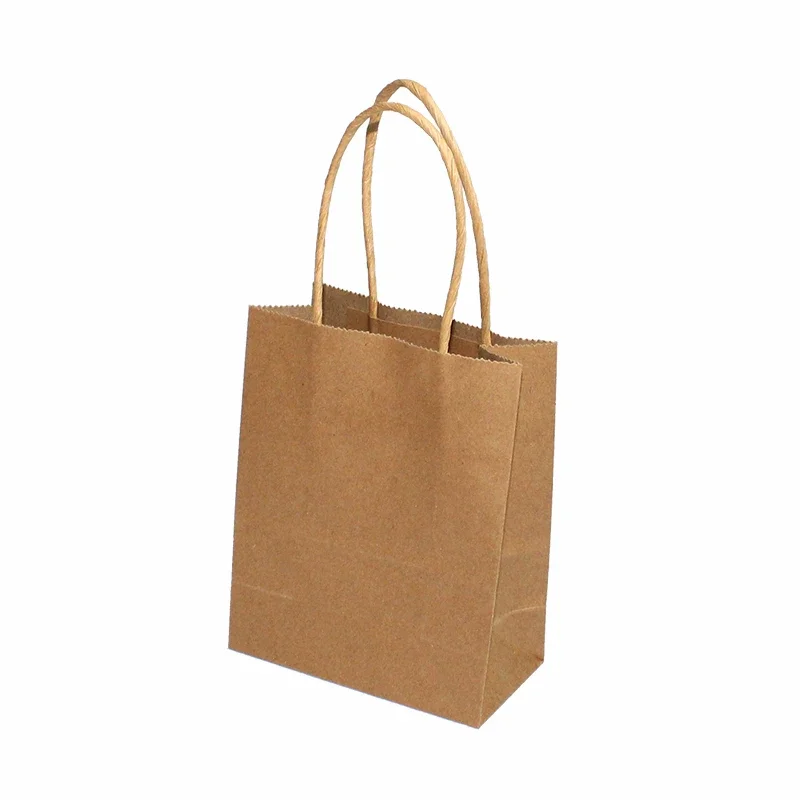 6/12pcs Mini Small Kraft Paper Bag with Handles Festival Bag Candy Shopping Bags: Fluorescence Yellow / 9.5x9.5x11cm