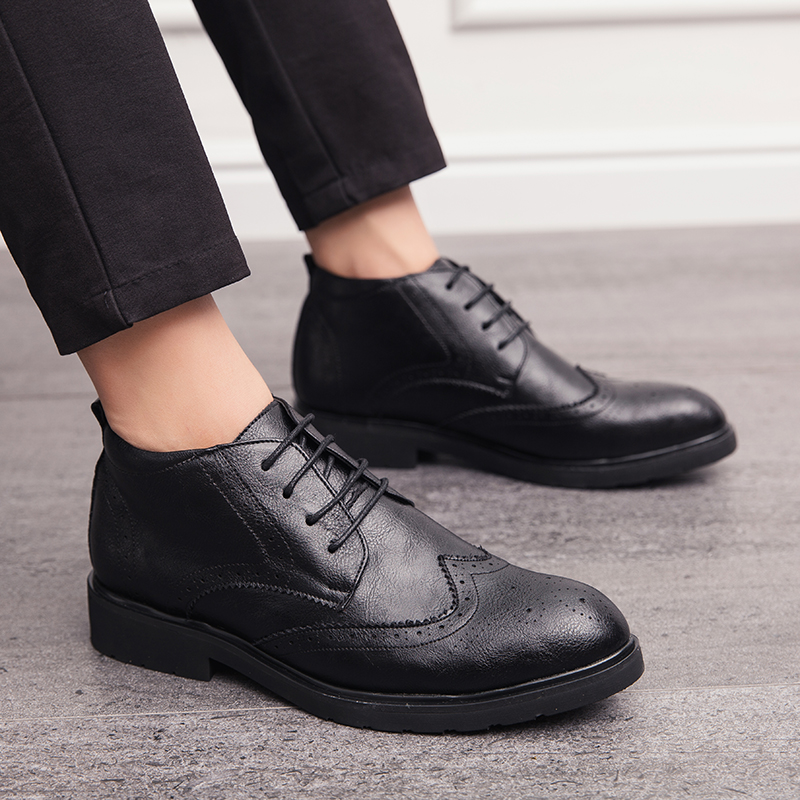 JINTOHO Men Winter Shoes Casual Men Leather Shoes Brand Male Leather Boots Breathable Ankle Boots Winter Men Booties