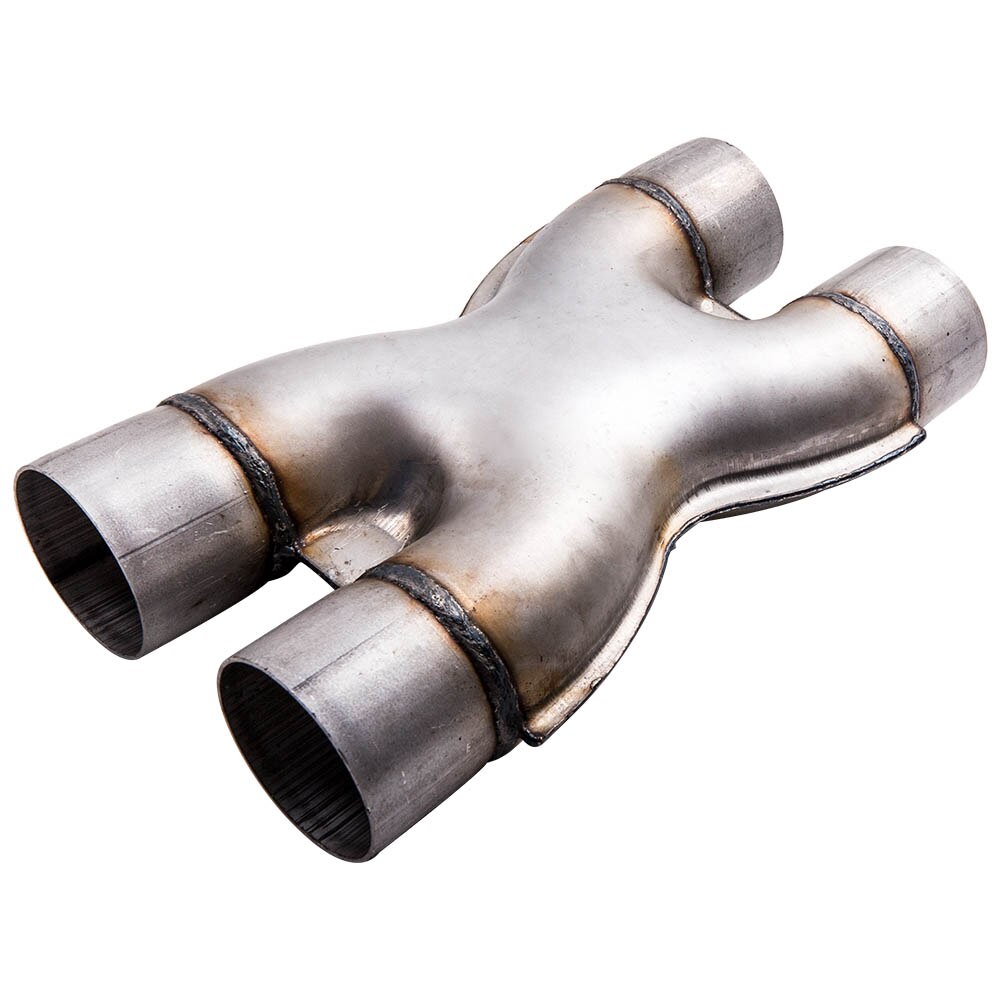 Universal X-Pipe Exhaust Tip 2.5" Dual Inlet 2.5"inch Outlet Crossover Tail Pipe