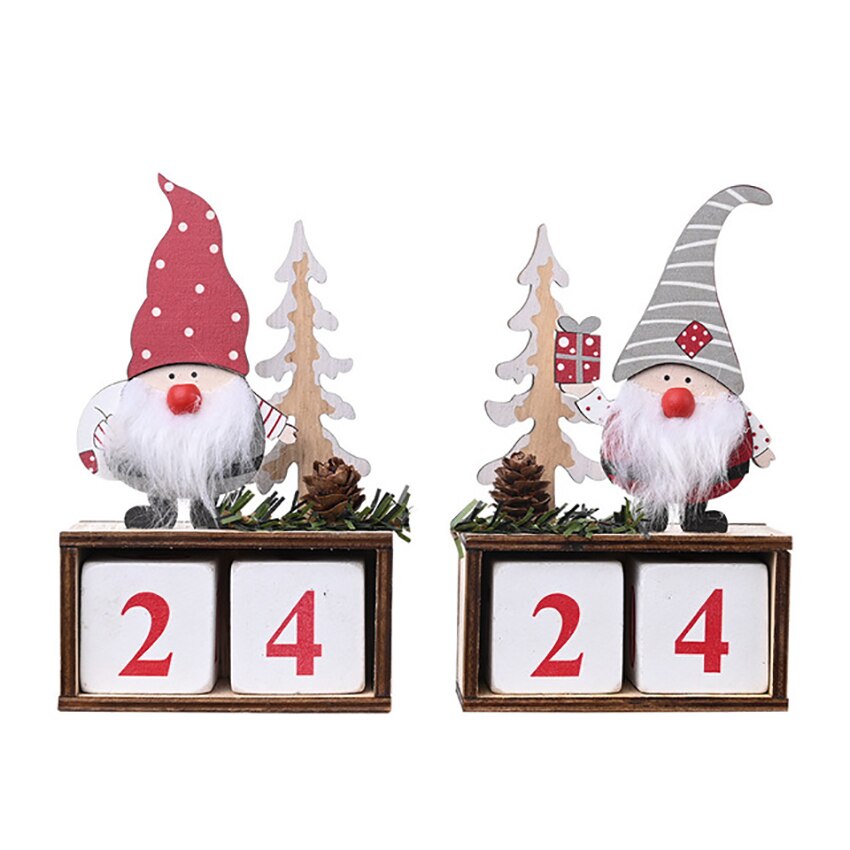 Kerst houten adventskalender blokken kerstman dennenappel decoratieve houten kalender aftel ornamenten voor thuis