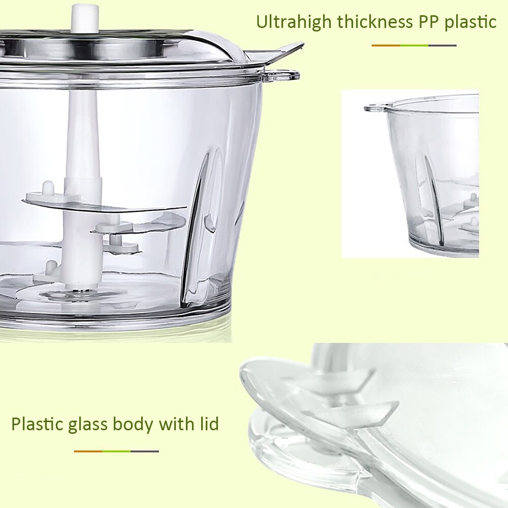 2L 2L Food Chopper Stainless Electric Kitchen Chopper Meat Grinder Shredder Steel Electric Household Processor Kitchen Tool