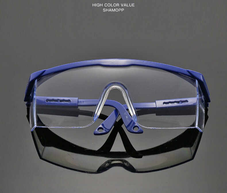 Neue schutzbrille für chemische forschung schock auswirkungen Wind staub schutzbrille reiten schweißen geschnitten zwiebel brille: Blau