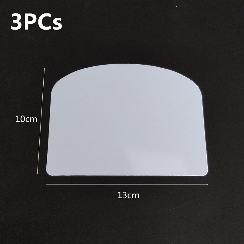 1/3/5Pcs Transparent Plastic Soft Spatula Cake Cream Scraper Fondant Pastry Plain Smooth Jagged Edge Spatula Cutter Baking Tool: 3PCs White
