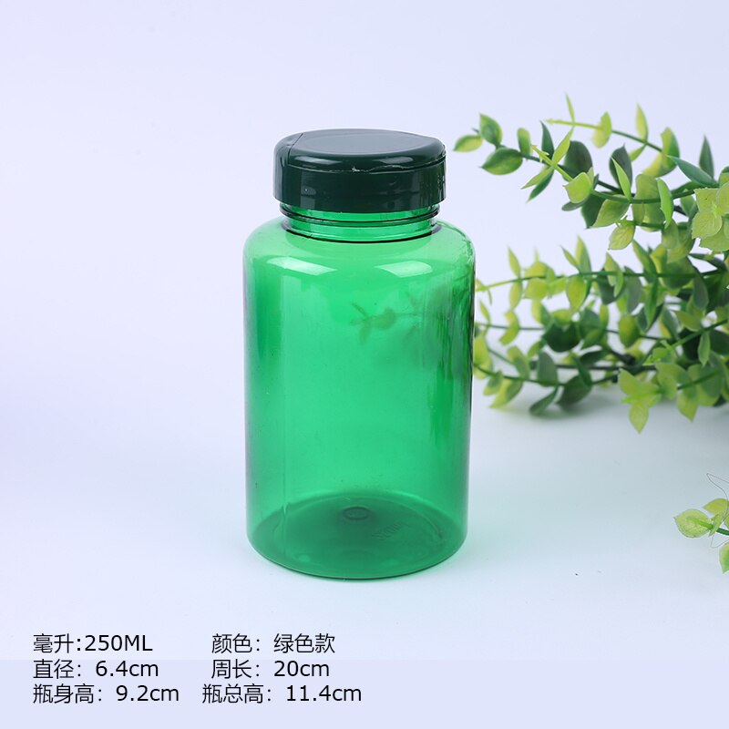 30PCS 100ML 150ML 250ML Flip split bottle PET plastic capsule packaging small medicine lift cover blue brown: 250ml Green