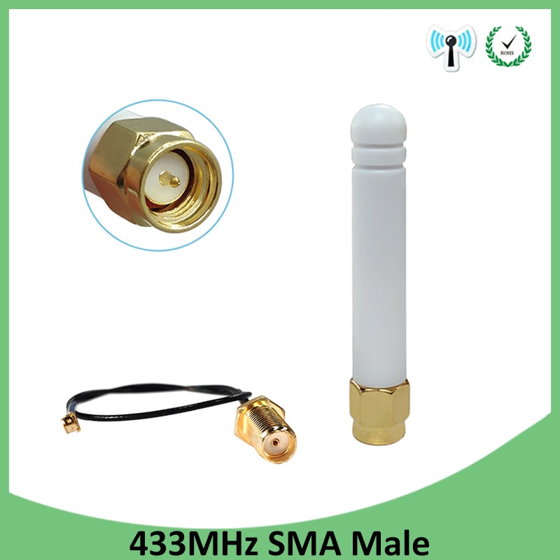 433 MHz antenne lora blanc 3dbi SMA connecteur mâle pliant 433 mhz antenne directionnelle + 21cm RP-SMA/u.FL câble queue de cochon