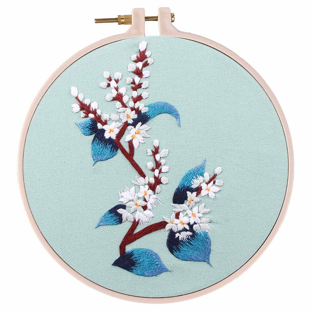 Hand Chinese Flower Embroidery Kits Needlework Kits Floral Cross Stitch Sets with Hoop Swing Art Wall Painting Home Decor: 3