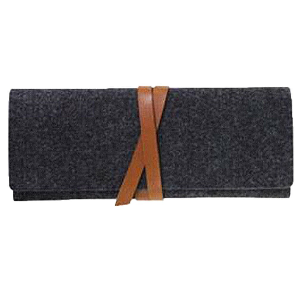 Pencil Case Pen Organizer Canvas Soft Storage Bag Paint Brush Stationery Roll Up Arts Craft Pen Bag Portable Drawing: Dark Grey