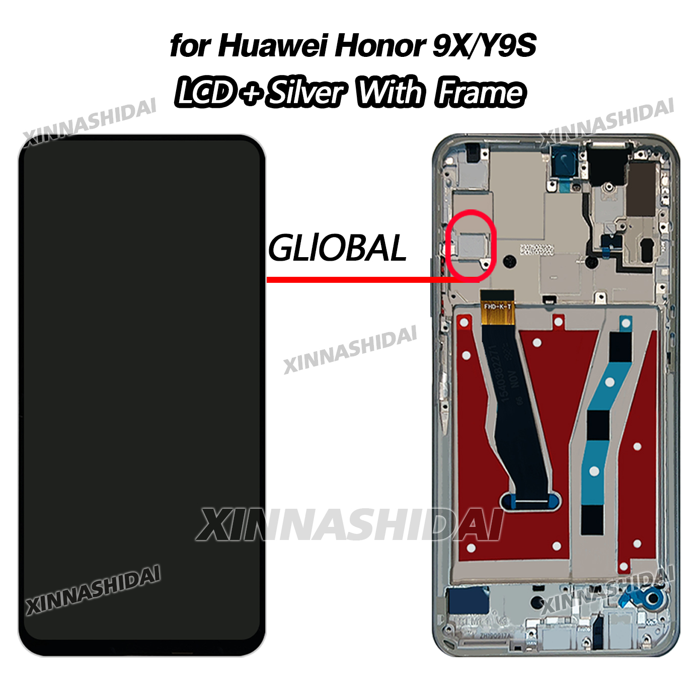 Schermo testato per Huawei Honor 9X Schermo LCD tocco schermo Digitizer assemblaggio Sostituzione schermo TFT con cornice: Cachi