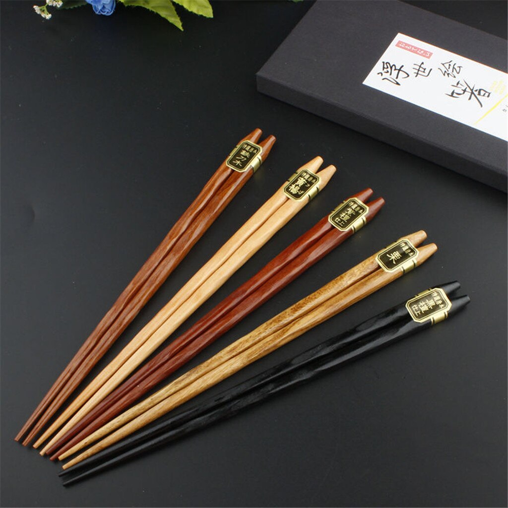 5 Pairjapanese Stijl Houten Eetstokjes Herbruikbare Natuurlijke Beuken Eetstokjes Servies Pizza Noodle Tool Chinese Houten Eetstokjes