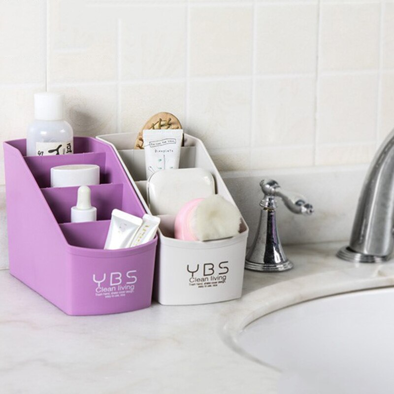 Multi-Cell Desktop Storage Box Large-capacity Office Organizer Tube Four-layer Container Case Blue Purple Pink Beige Makeup Box