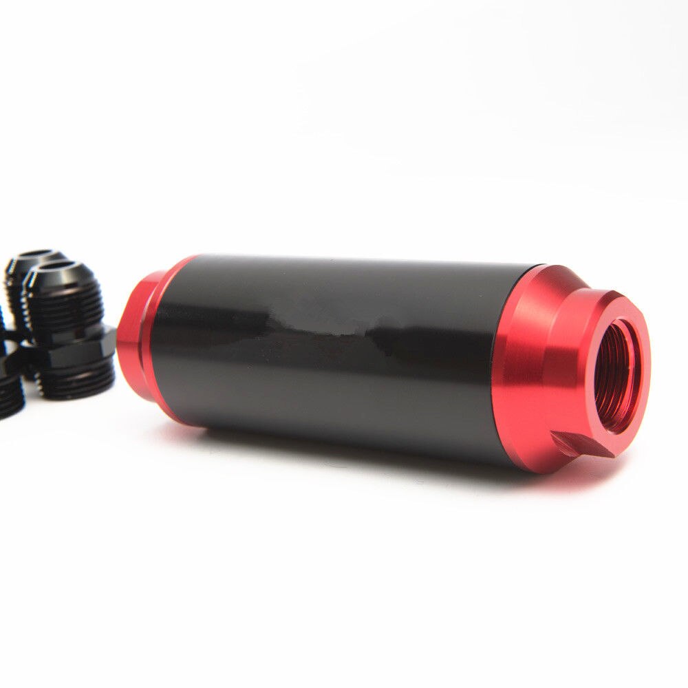UNIVERSAL 40 Micron INLINE FUEL FILTER & MOUNT AN10 AN8 AN6 HIGH FLOW TURBO