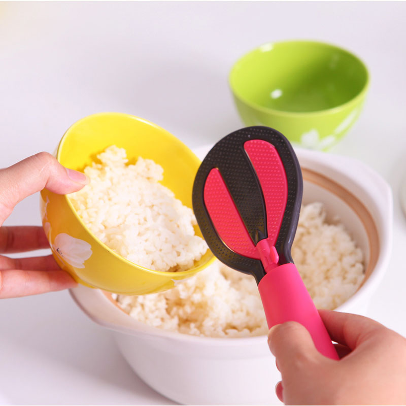2 In 1 Multifunctional Rotating Kitchen Gadget Vertical Revolving Egg Beater Non-stick Rice Spoon Economic Cooking Tool C1378 a