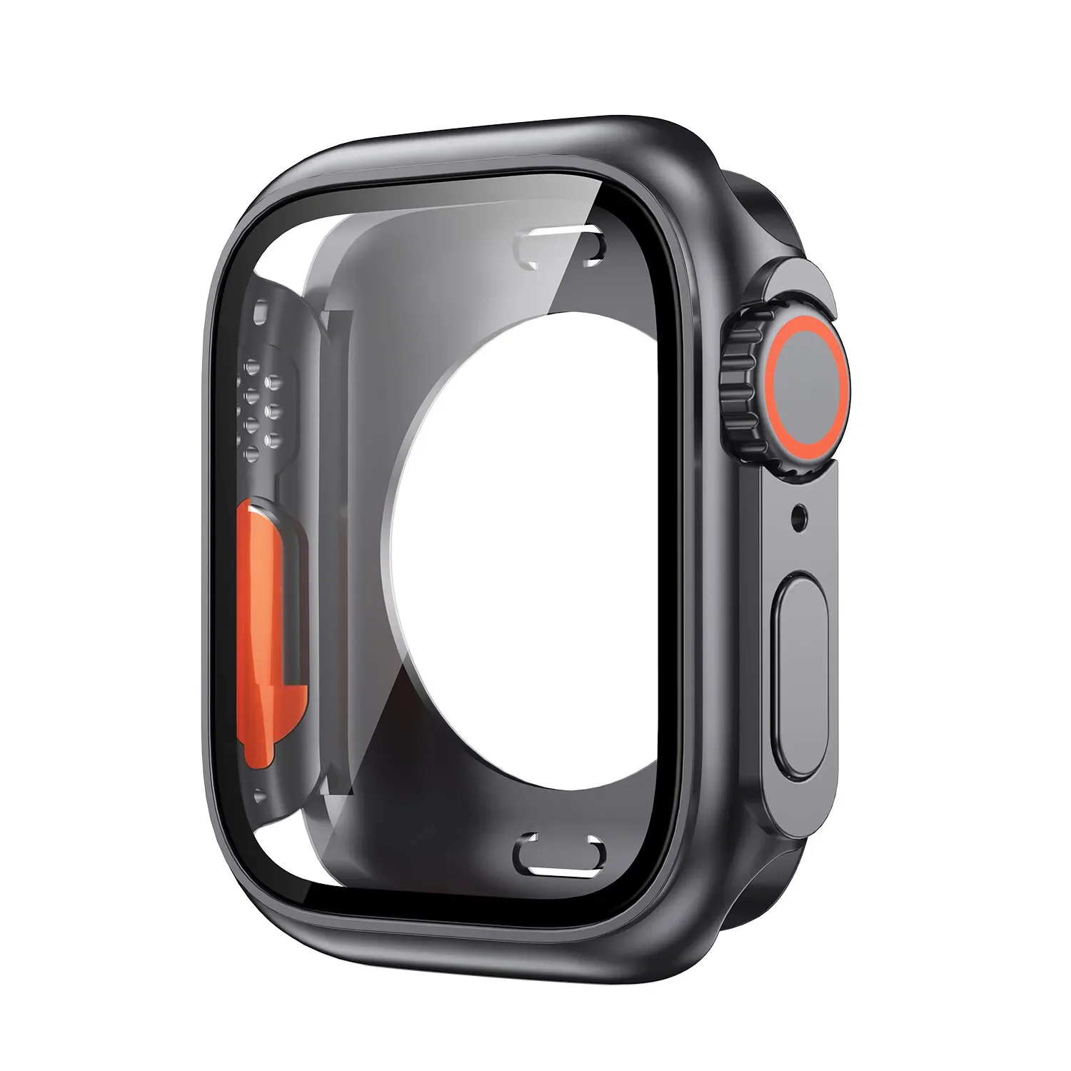 Change To Ultra 360 Full Cover Case for Apple Watch 45mm 44mm Tempered Glass Screen Protector for IWatch Series 9 8 7 6 SE 5: Rose Gold / 1.9 Inches & Under