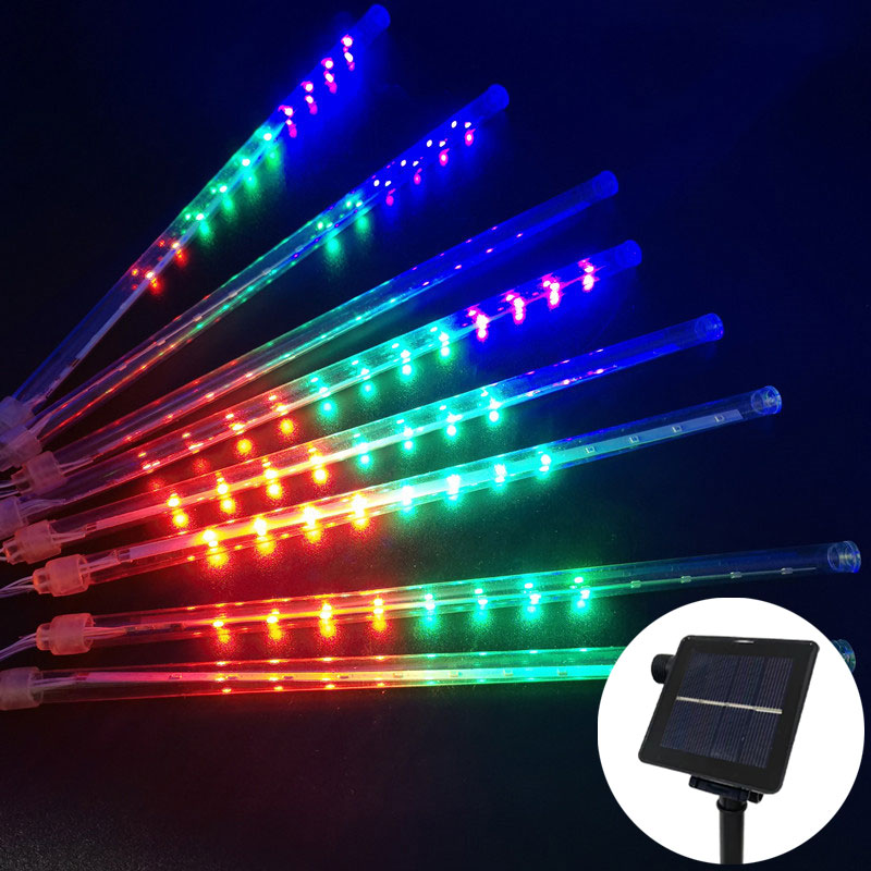 Solar LED Meteor Shower Light String Light Waterproof Fairy Garden Decor Outdoor Led Street Garland Christmas Decoration: Yellow / green