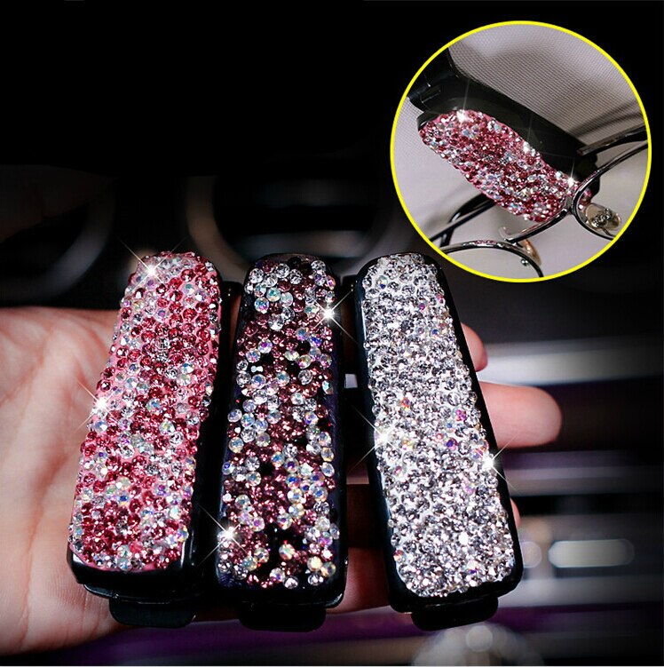 Rhinestone Car Sun Visor Glasses Holder Fastener Clip for LADA Priora Kalina Granta Vesta Xray X-Ray lights niva 4x4 vaz