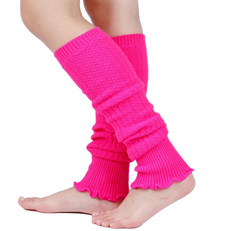 Women's Leg Warmer Soft Knitted Foot Cover Candy Color All-match Warming Boot Stockings 1 Pair Winter Loose Over Knee Socks: rose red