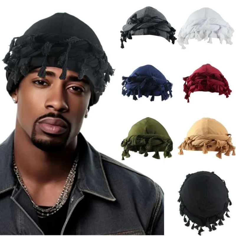 Cappello da uomo punk sbavatura ordinare coda intrecciata Frangia Bandana di cotone Cappello salto Turbante Cappelli Avvolgere la testa berretto cap Tinta unita portuale cappello 2024