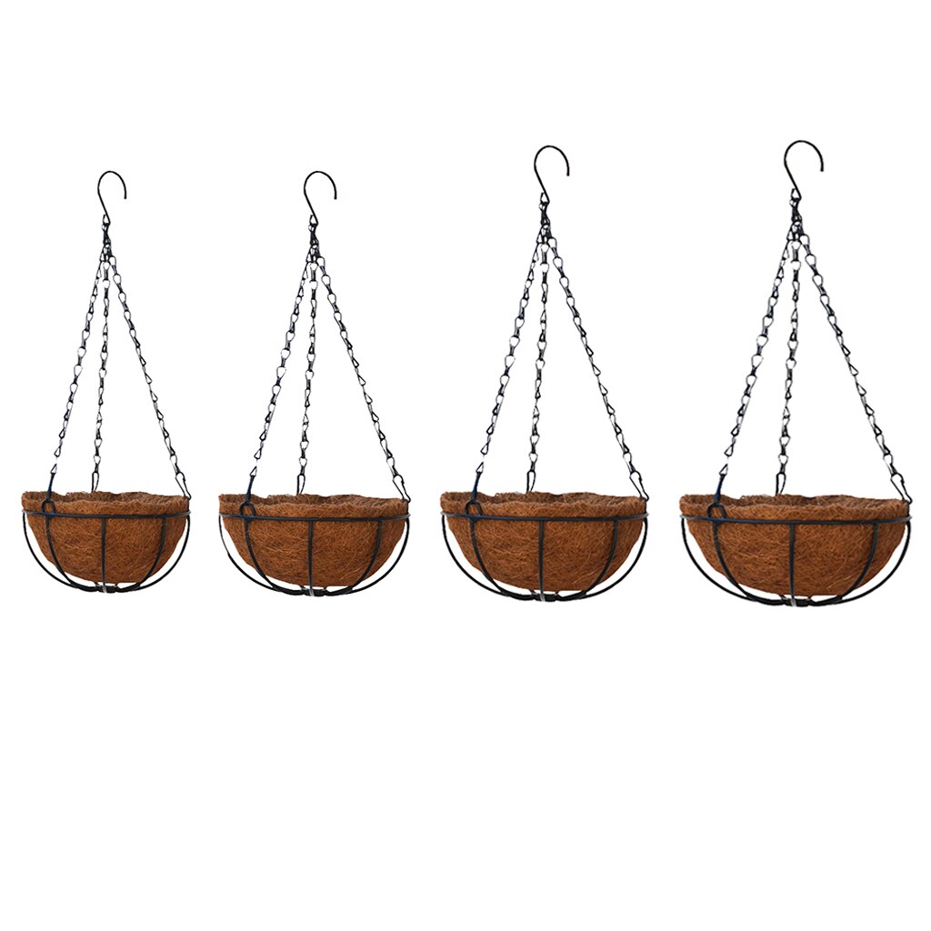 Traditional Heavy Duty Hanging Basket with Hand Formed Coir Husk Liner and Metal Hanger