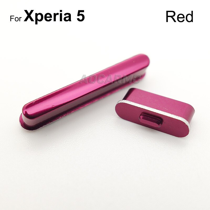 Aocarmo For Sony Xperia 5 / X5 / J8210 J9210 Power Volume Side Button Key Aluminum Replacement: Red