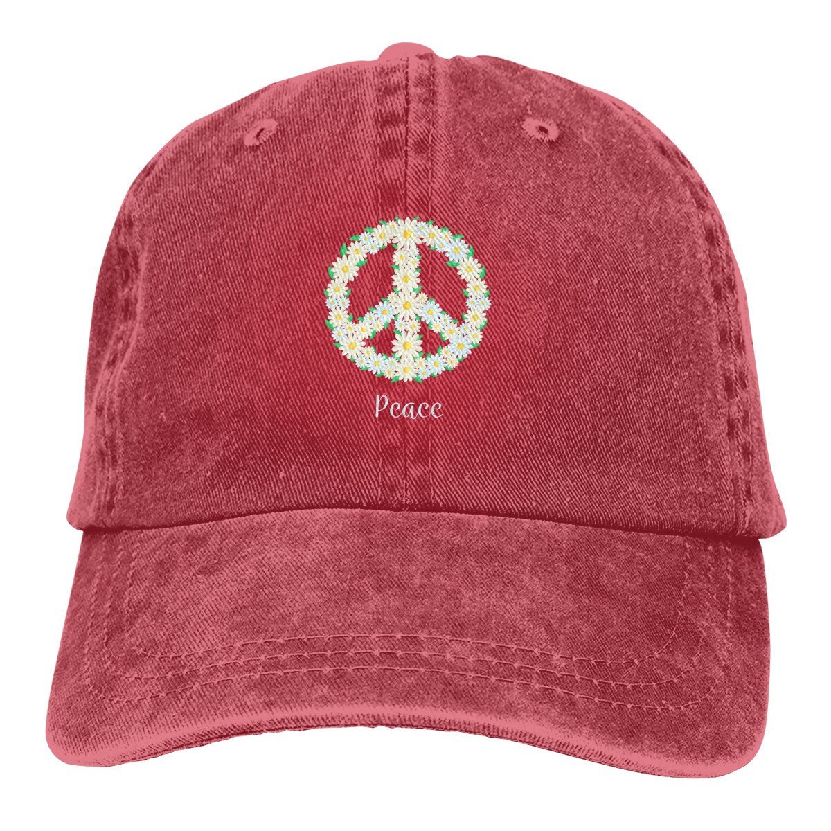 Daisy Peace Vintage Unisex Adjustable Trucker Cap for Adult: Red