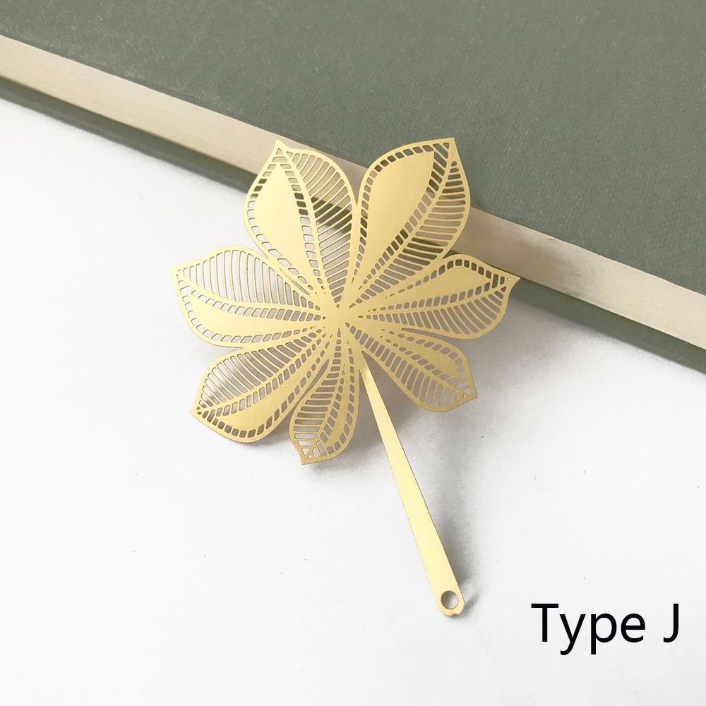 Metal Leaf Bookmark Hollowed Out Brass Leaf Vein Cultural Student Supplies Office School Stationery Accessories: J