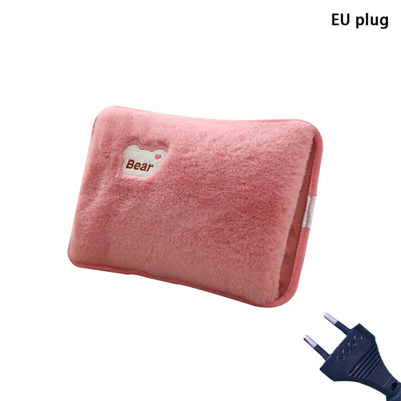 bolsa de agua bolsa agua calientamanos bolsa Enchufe de la UE Calentador de manos Paquete de calor Linda bolsa de agua eléctrica recargable Bolsa de agua reutilizable de pie: 7 pink EU plug