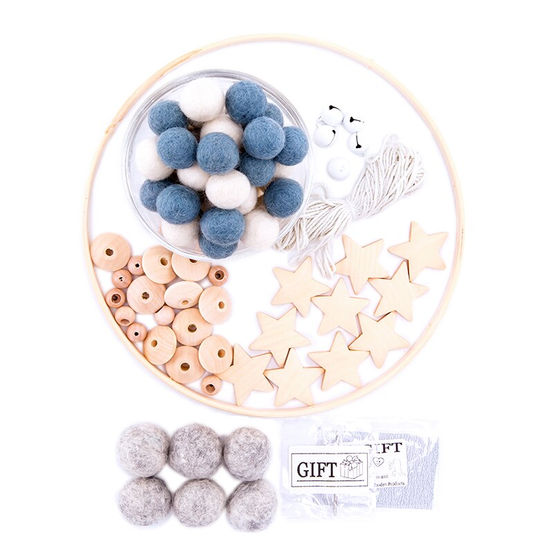 Dziecko drewniane Wykonany ręcznie DIY gwiazdka dzwonek robić łóżka grzechotki zagraj w zdatność zabawki dla dzieci wiatr kuranty robić zabaw ruchowych akcesoria robić wózka dziecinnego szydełka: niebieski