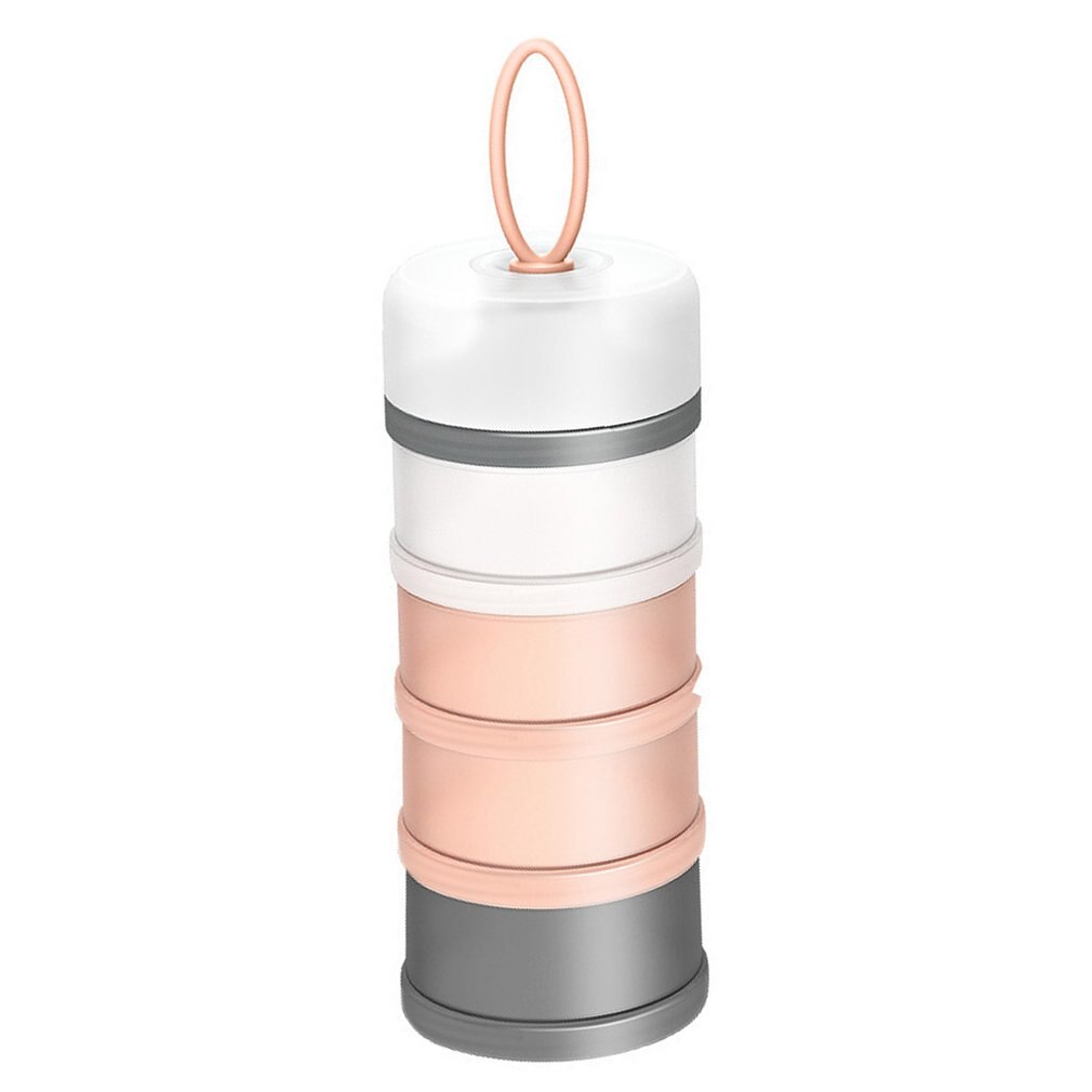 4-Layer Draagbare Baby Melkpoeder Doos Snack Doos Voedsel Opslag Container Stapelbaar Melkpoeder Dispenser Voor Outdoor: Roze