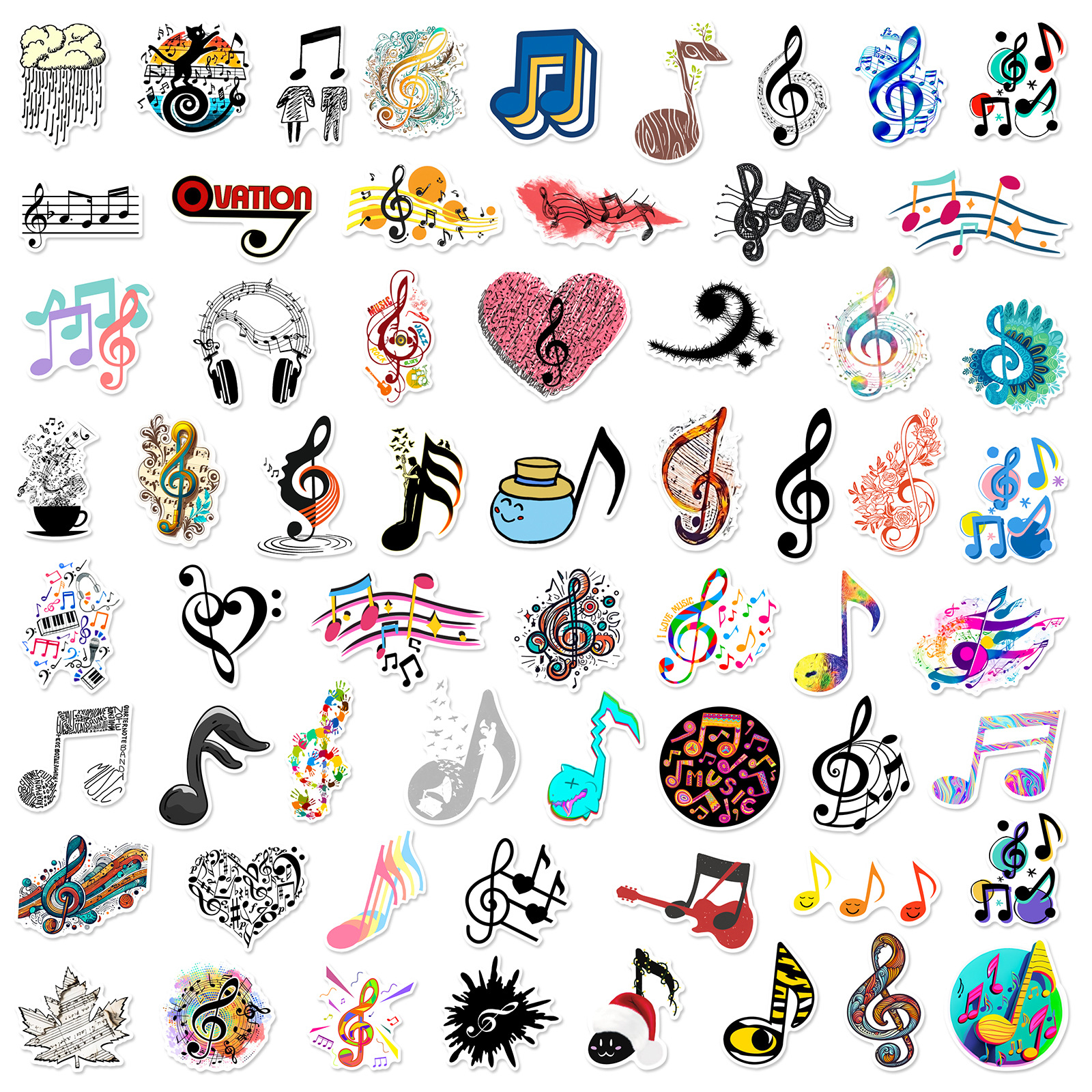 10/30/60 Uds. Pegatinas de grafiti de notas musicales divertidas calcomanía de dibujos animados DIY Scrapbooking portátil maleta para guitarra monopatín juguete para niños