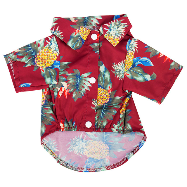 Zomer Dog Shirt Kleding Cool Beach Hawaiian Style Hond Kat Shirt Voor Kleine Medium Grote Honden Puppy Kokospalm Afdrukken XS-5XL: Donkerbruin / XS