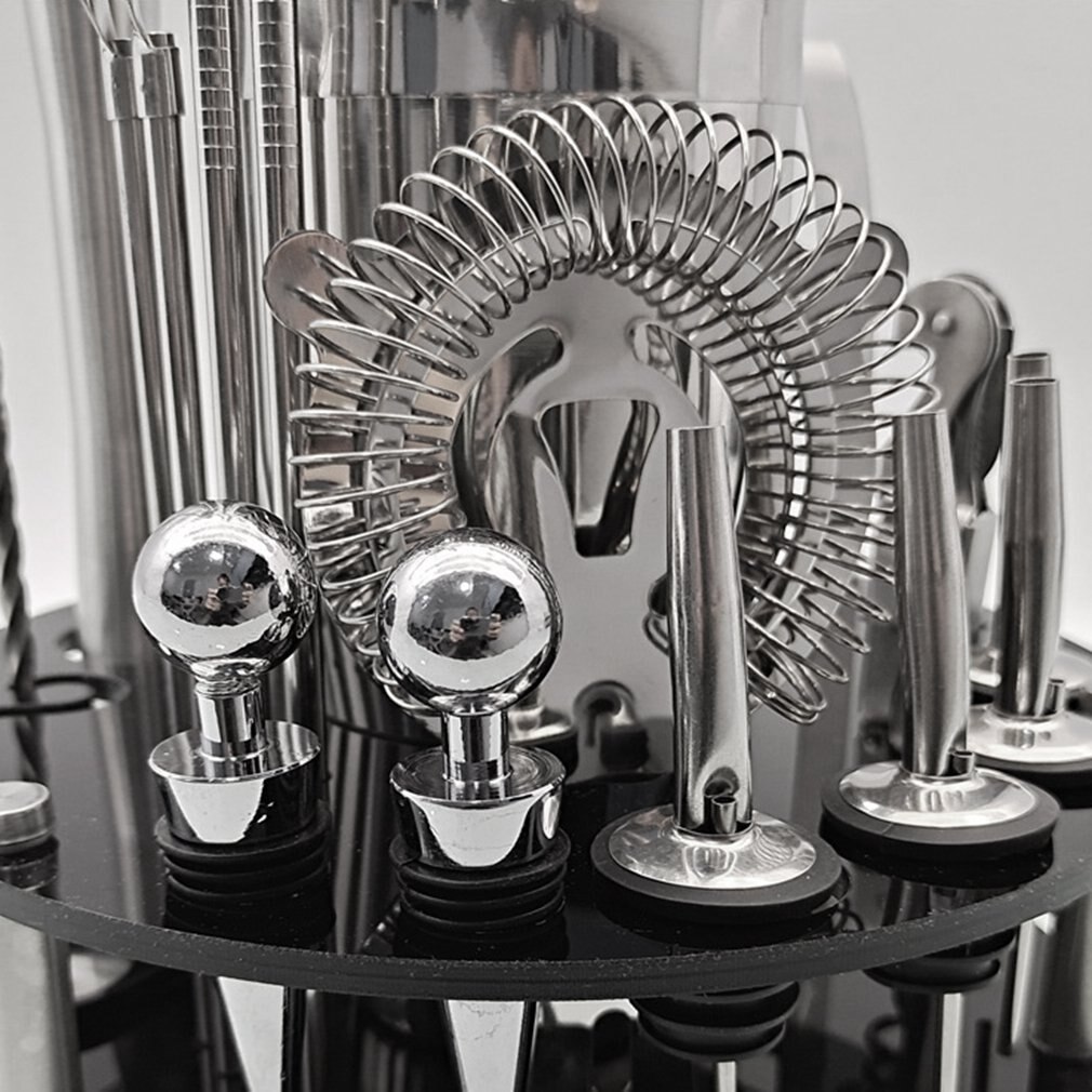 20 Pcs/set Stainless Steel Cocktail Shaker Mixer Drink Bartender Browser Kit Bars Set Tools With Acrylic Base Rack Storage Stand