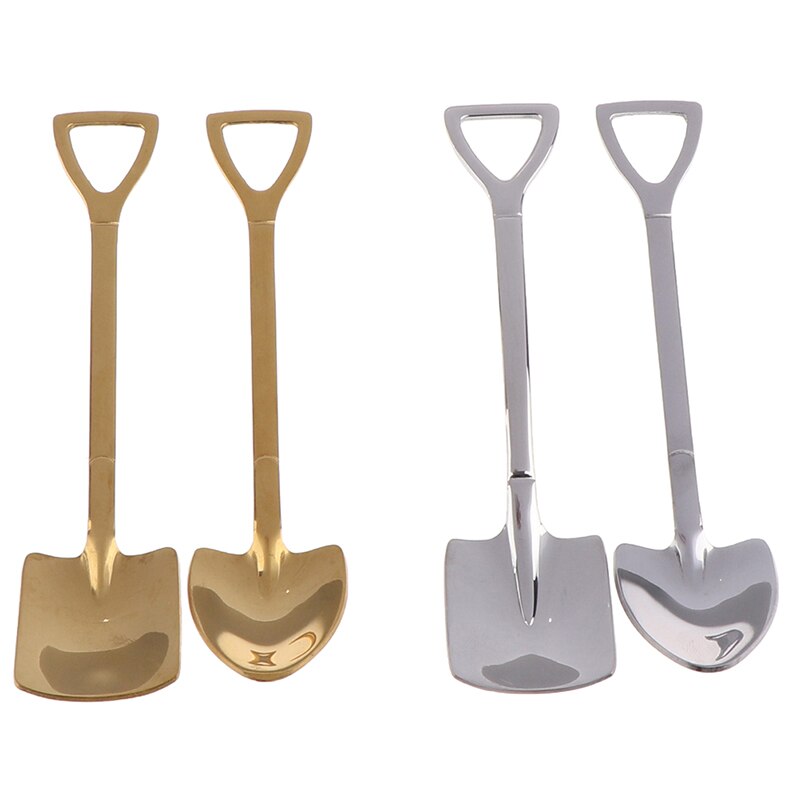 1 st retro spade kaffesked rostfritt stål dessert sked vattenmelon sked glass sked spets spade platt spade gou