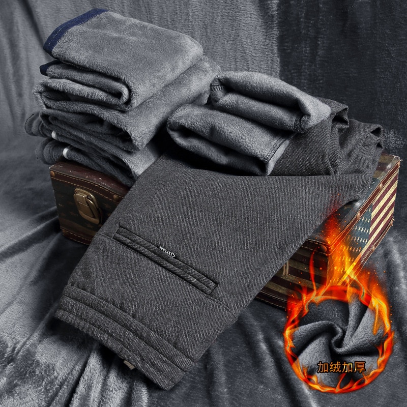 Vinterbukser til menn uformelle tykke pelsbukser varme joggebukser fleece elastiske bukser hettegenser joggebukser  w28-38