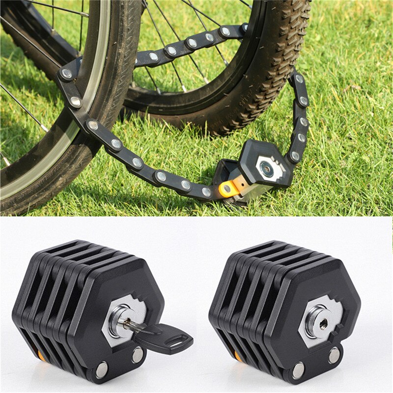 Fietsslot Met 3 Toetsen Opvouwbaar Hamburg-Lock Legering Anti-Diefstal Sterke Beveiliging Fiets Vouwen Lock Beugel fiets Kettingslot