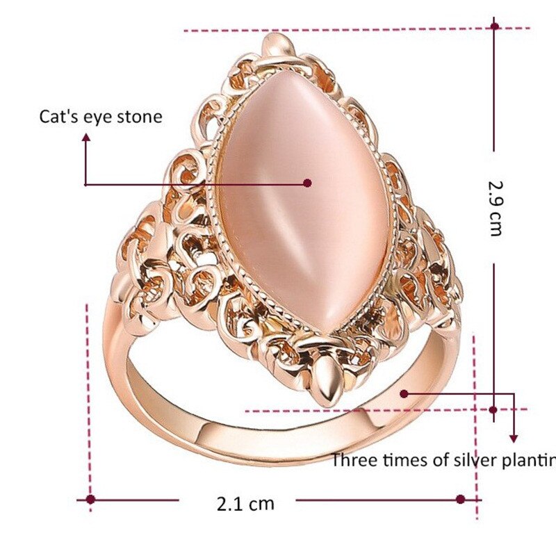 Vintage In Oro Rosa Opale Anelli Per Le Donne Hollow Modello Rosa Anello Zircone Femminile Bianco Argenteo Gioielli Anello Donna Anelli di Cerimonia Nuziale