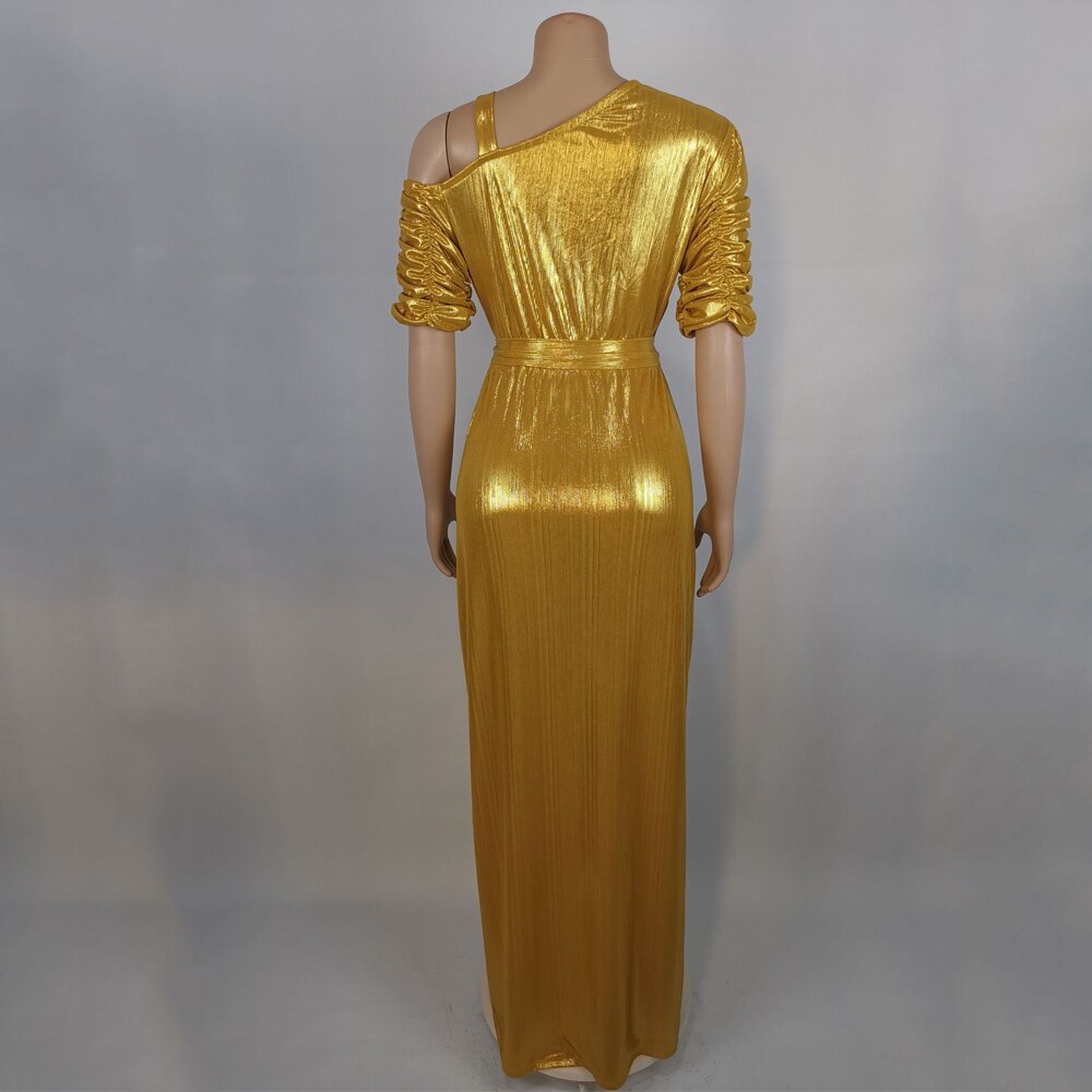 MD Split Sexy Dresses For Women Party African Glitter Gold Maxi Dress Party Gown Slim Dashiki Ladies Clothing European