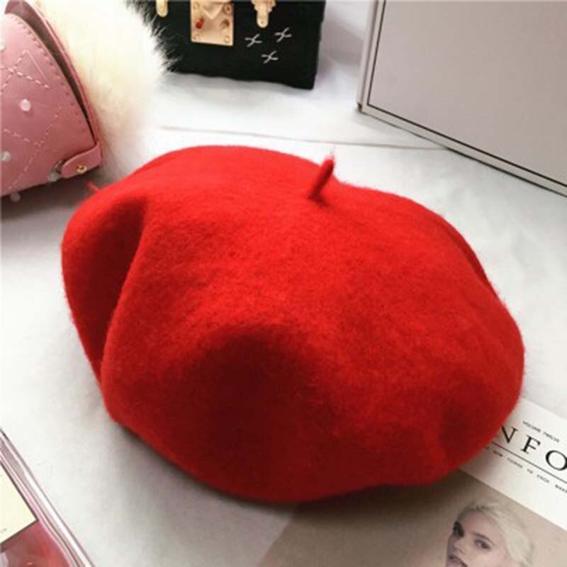 Boina bordada con hojas de ardilla y conejo Mori para mujer, gorro de lana de Cachemira, cálido, a la , para artista francés, Invierno: 4