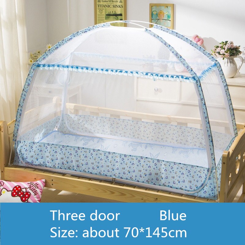 Mosquiteras para cuna de bebé estilo Ger, decoración para habitación de niños, tiendas de campaña para niños, red plegable con Stents,: 3kaimenlanse70x145cm