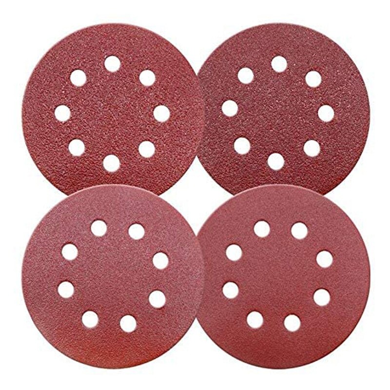 80PCS 5 Inch 125mm Round Sandpaper with Eight Holes Disc Sandpaper 40-240 Coarse Sand Hook and Loop Polishing