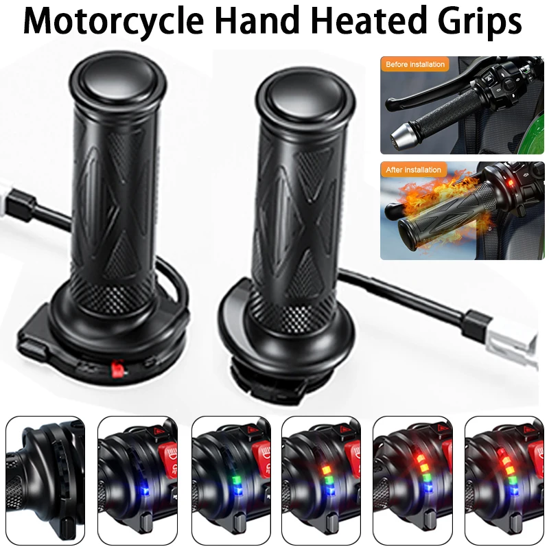 Motorrad Griff Motorrad ATV Rolle elektrisch beheizte Griffe 22mm 7/8 "Lenker Hand wärmer 5-Gang einstellbare Temperatur