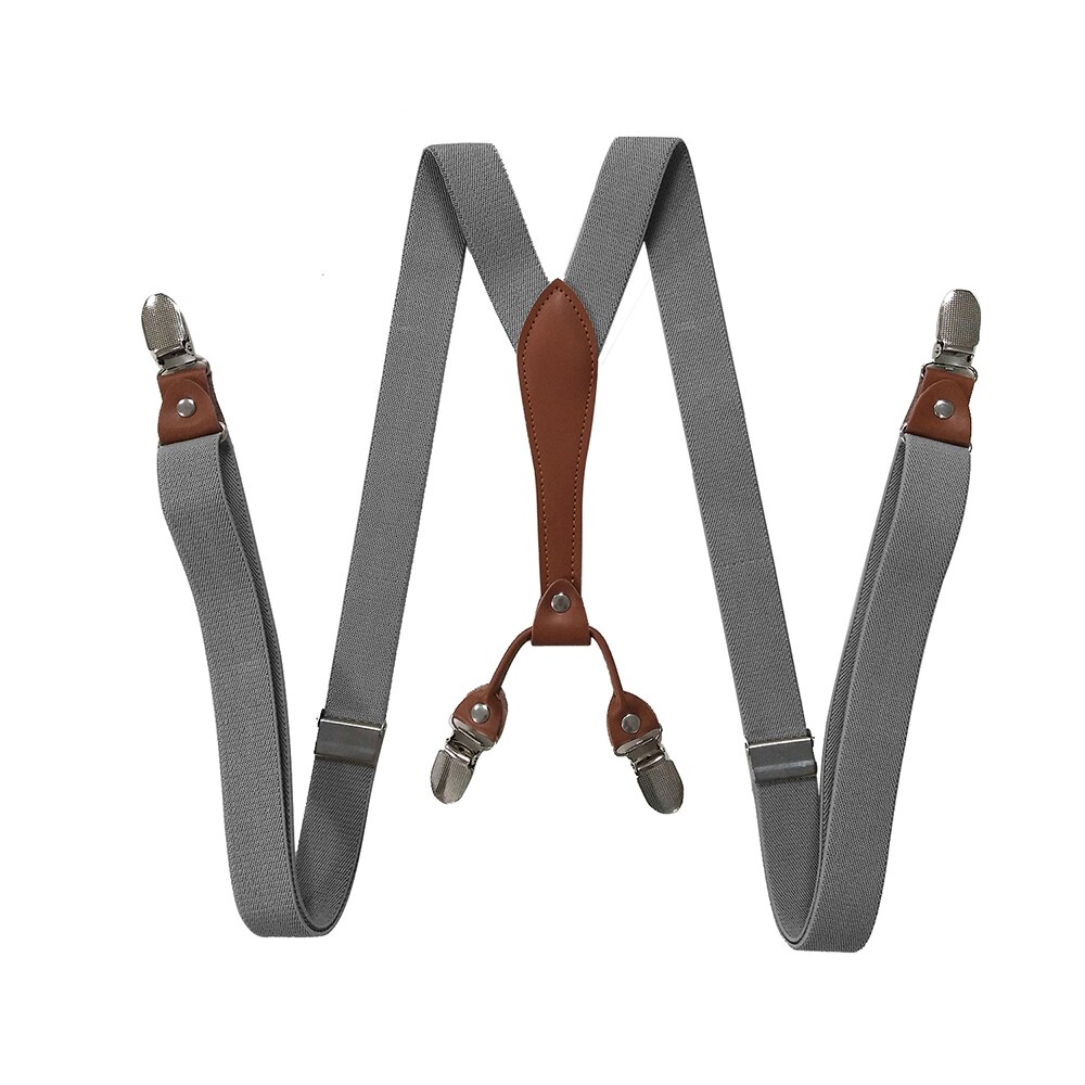 Vrouwen Bretels 4 Clips Y Terug 2.5Cm Breed Verstelbare Elastische Jean Broek Brace Strap Dames Bretels Voor Bruiloft party Event: Donkergrijs